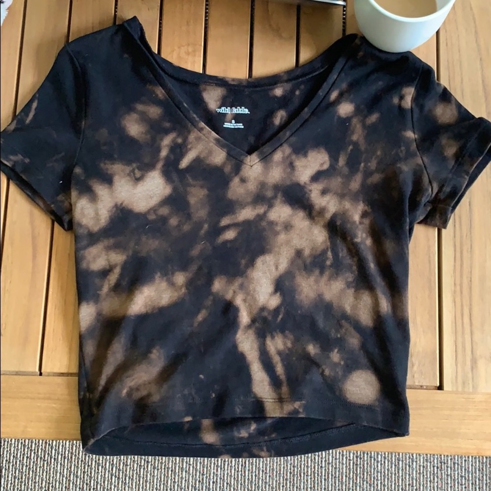 Homemade bleached black V neck crop top